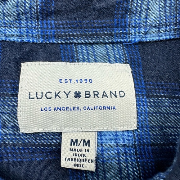 NWOT Lucky Brand Blue Plaid Button Down Shirt Size Medium - Picture 4 of 10